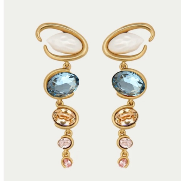 OSCAR DE LA RENTA • chalcedony blue Multi O-Shape Baroque Pearly Earrings